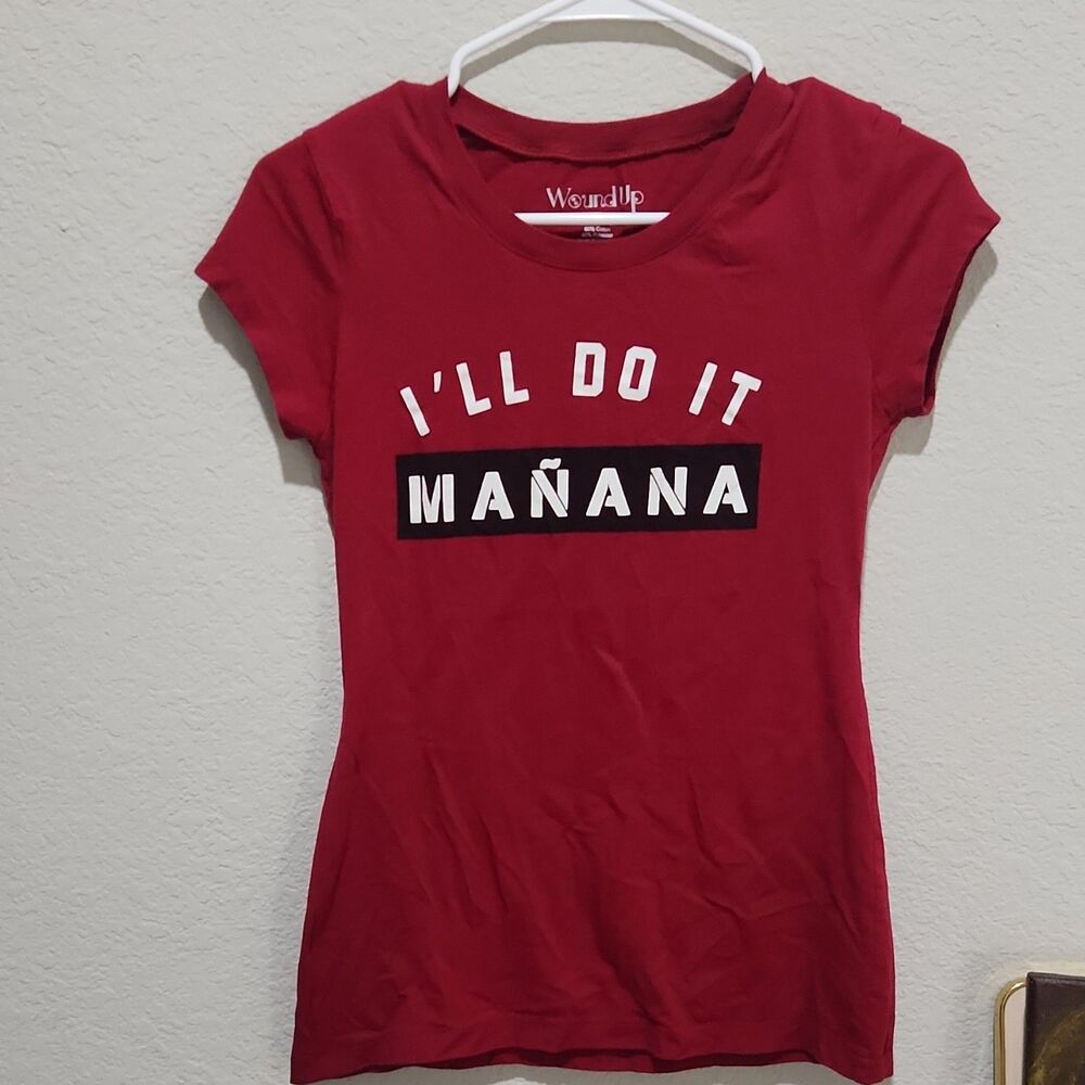 Wound Up Girls Red Graphic Tee Shirt Cotton Crew Neck Short Sleeve M 7-9